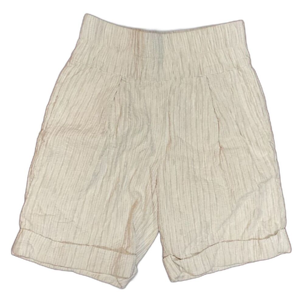Salt Boho Cottagecore Shorts Cream Size S Linen Blend High Rise Elastic Waist